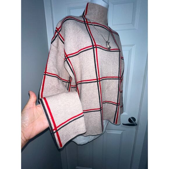 Tahari Sweater - drop shoulder mock neck classy beige  size L - Picture 4 of 14